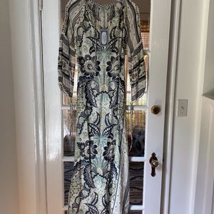 D’Ascoli Cotton Voile Georgina Maxi Dress size in mint green/grey color-way.